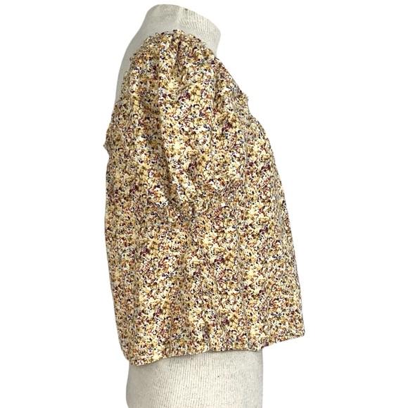 Abercrombie & Fitch Floral Puffy Sleeve Short Top Med - Picture 4 of 7